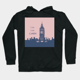 Live Love London Quote Big Ben Linocut Hoodie